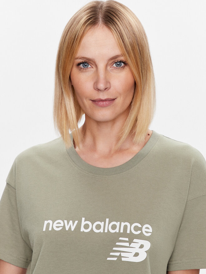 New Balance New Balance Marškinėliai Stacked WT03805 Žalia Relaxed Fit