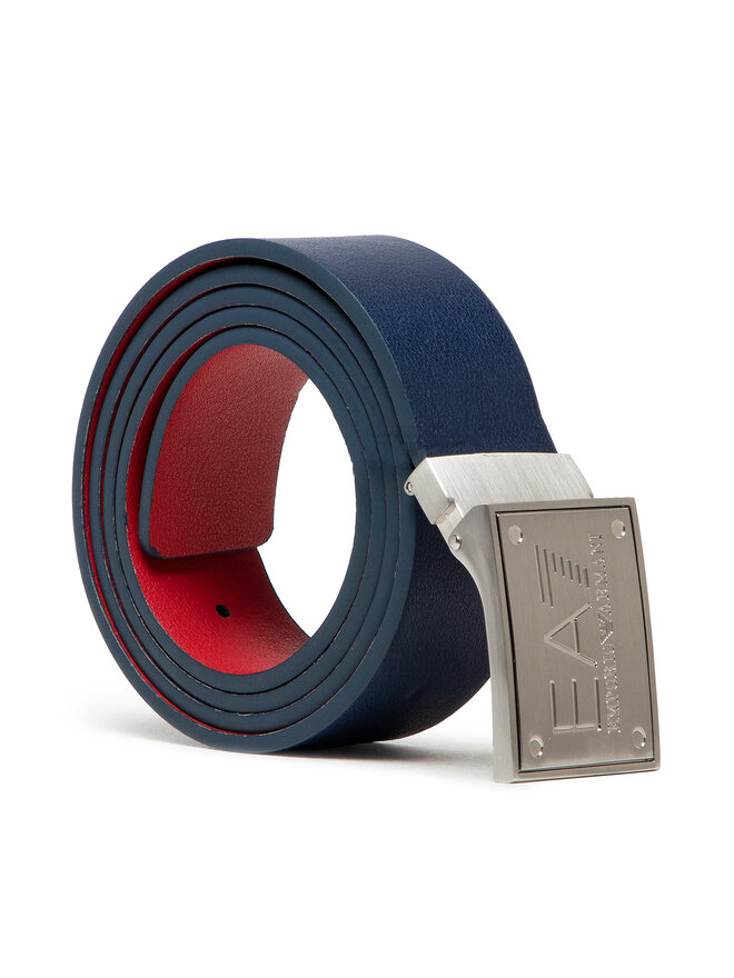 Emporio Armani Cuero Belt With Logo Hebilla Azules Red Emporio