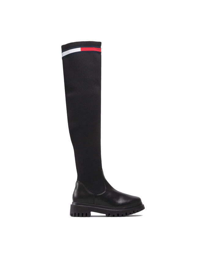 Cuissardes Tommy Jeans Knit Overknee Boot EN0EN01830 Noir chaussures