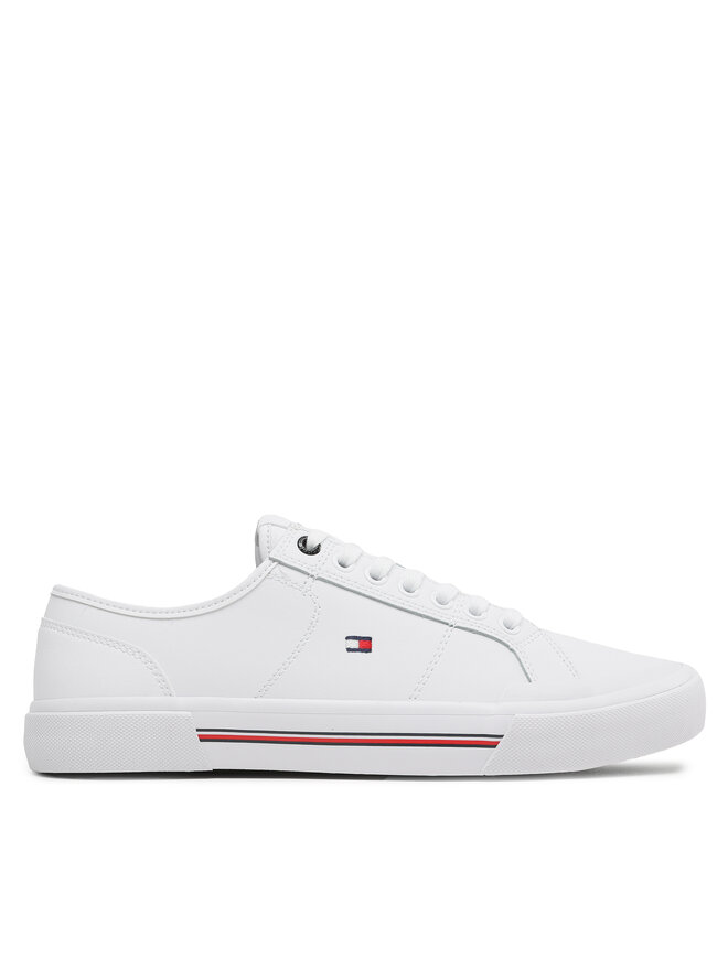Tommy Hilfiger Πάνινα παπούτσια Tommy Hilfiger Core Corporate Vulc Leather FM0FM04561 Λευκό