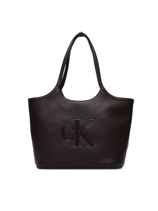 Calvin Klein Handtasche Calvin Klein Bold Ck Shopper LV04F3562G Dunkelbraun