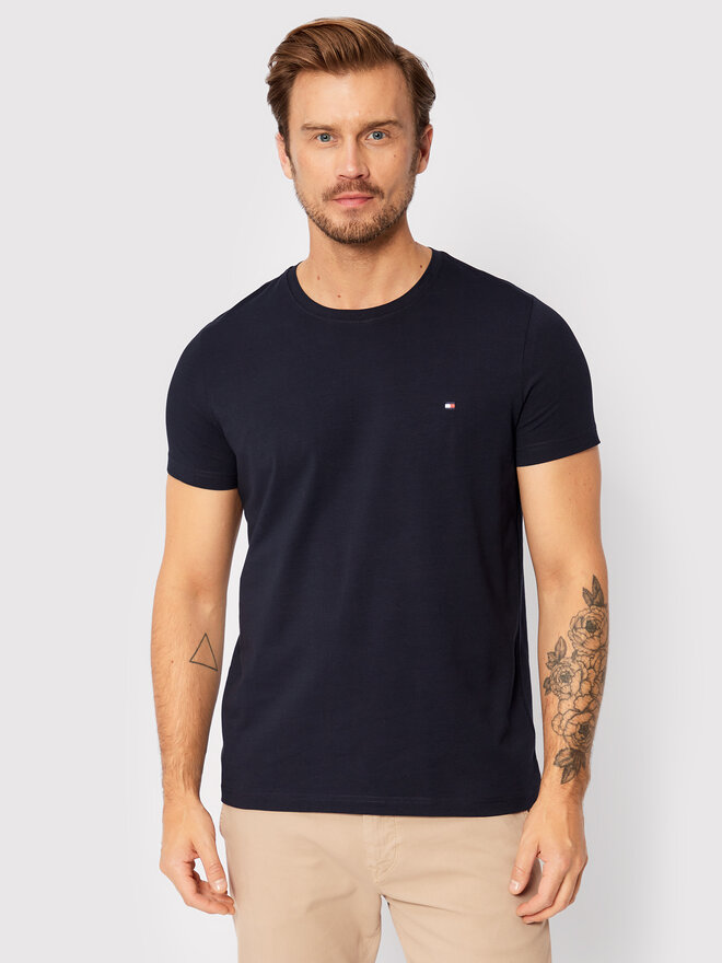 Tommy Hilfiger Tommy Hilfiger Majica Core Stretch MW0MW27539 Mornarsko modra Slim Fit