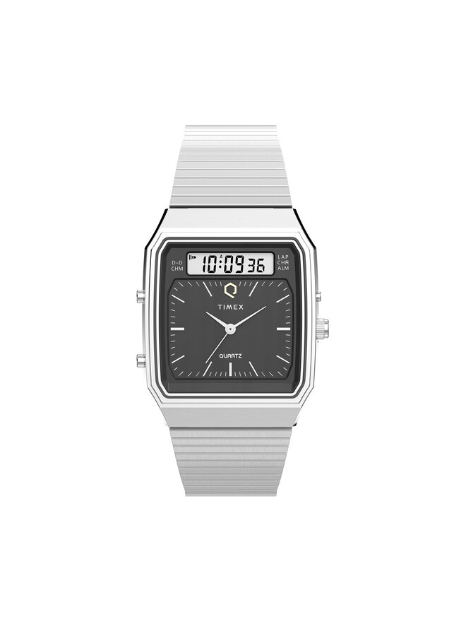 Timex Zegarek Timex Q Timex® 1982 Ana-Digi Reissue Chronograph TW2Y05900 Srebrny
