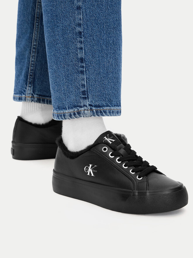 Calvin Klein Sneakers Calvin Klein Vulc Flatf Laceup Lth Fur HW0HW03235 Schwarz