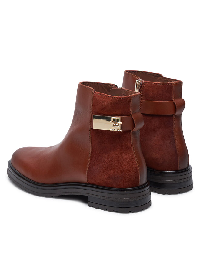 Tommy Hilfiger Stiefeletten Tommy Hilfiger Th Logo Leather Mix Chelsea FW0FW08336 Braun