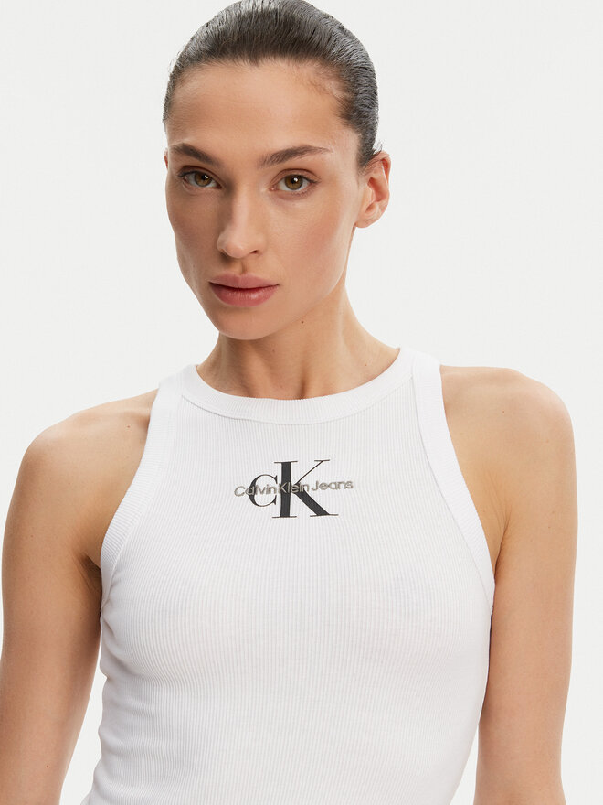 Calvin Klein Jeans Calvin Klein Jeans Felső Monologo J20J225301 Fehér Slim Fit