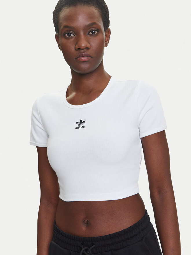 adidas adidas Marškinėliai Essentials JC9026 Balta Slim Fit