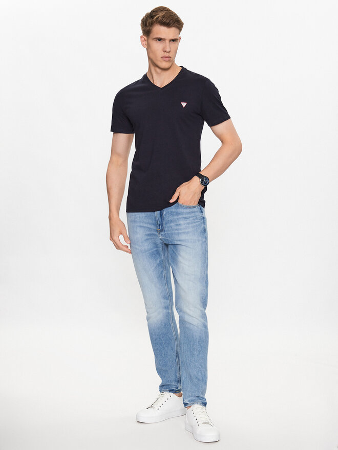Guess Guess Marškinėliai M2YI37 I3Z14 Tamsiai mėlyna Slim Fit