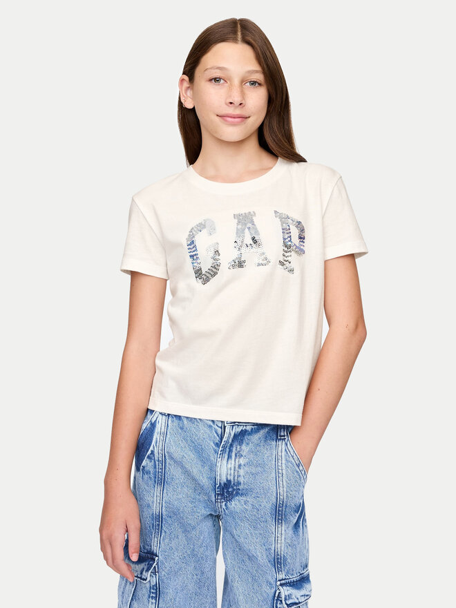 Gap Gap Marškinėliai 628663 Balta Regular Fit