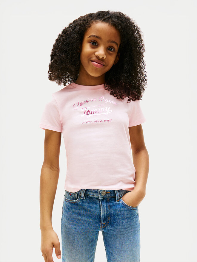 Tommy Hilfiger Tommy Hilfiger Camiseta Script KG0KG08636 Rosa Regular Fit