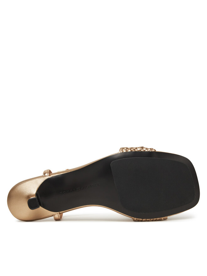 Tommy Hilfiger Sandały Tommy Hilfiger Metallic Lthr Kitten Sandal FW0FW08611 Złoty