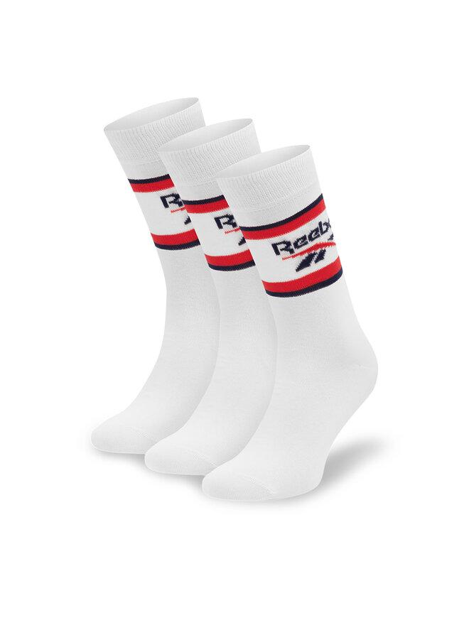 Reebok Set di 3 paia di calzini lunghi unisex Reebok R0369-SS24 (3-pack) Bianco