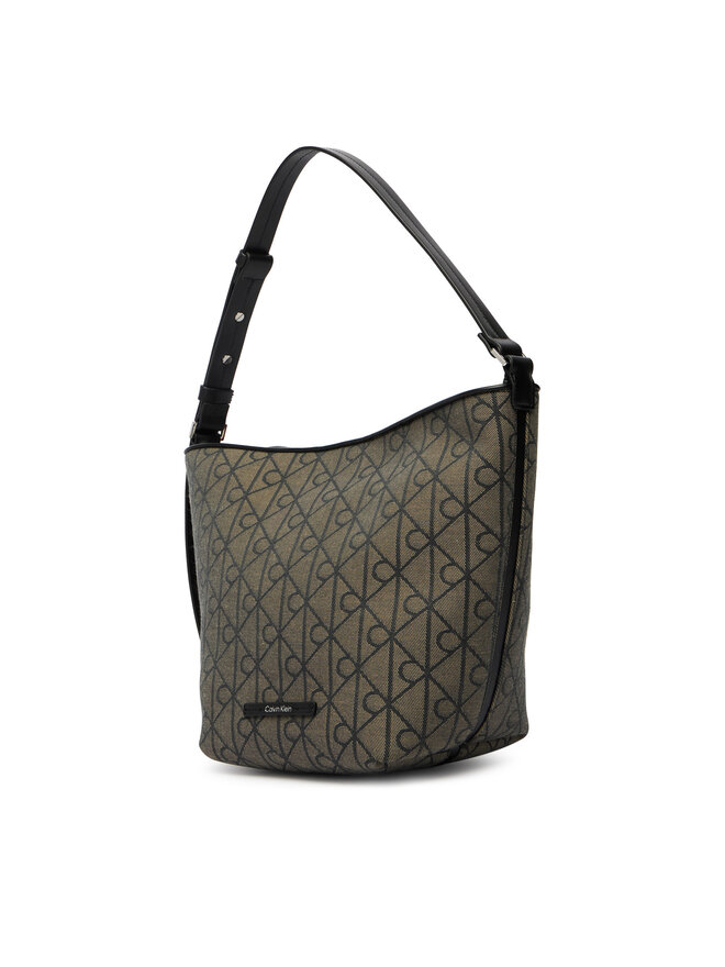 Calvin Klein Handtasche Calvin Klein Emblem Aop Jacquard Tote W/Pouch LV04F3535G Khakifarben