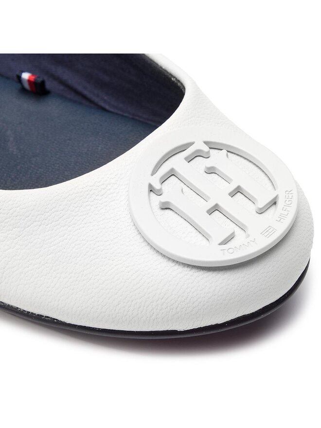 Tommy Hilfiger Ballerinas Tommy Hilfiger Flexible Leather Ballerina FW0FW04073 Weiß