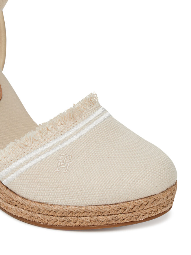 Tommy Hilfiger Espadryle Tommy Hilfiger Fringe Canvas High Wedge FW0FW08878 Écru