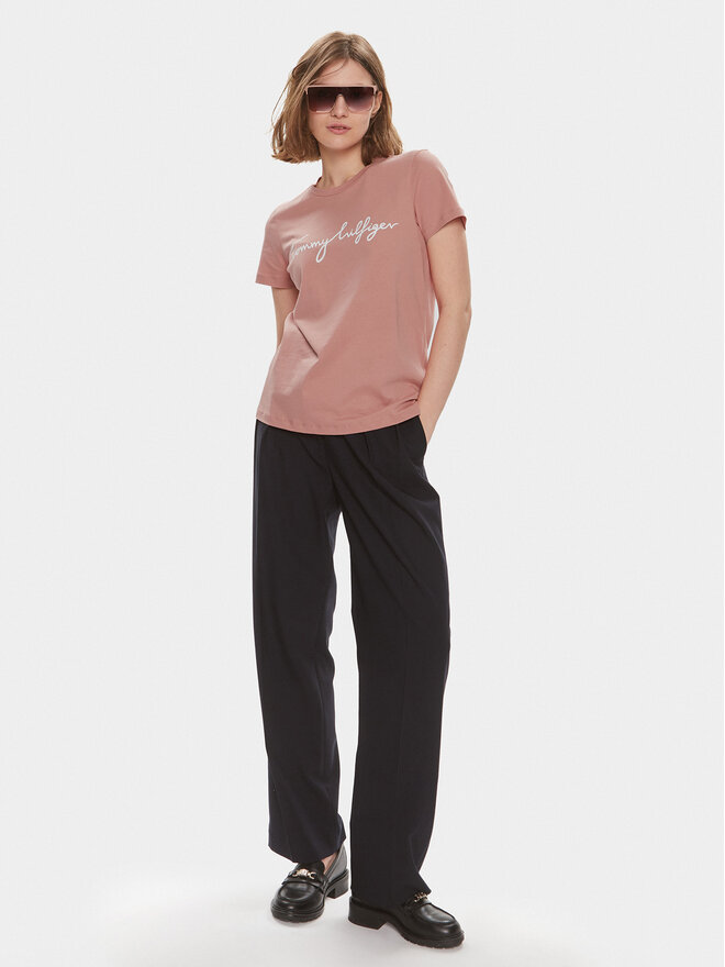 Tommy Hilfiger Tommy Hilfiger Marškinėliai Signature WW0WW41674 Rožinė Regular Fit