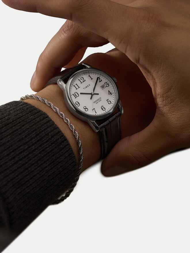 Timex Zegarek Timex Easy Reader TW2W95400 Srebrny