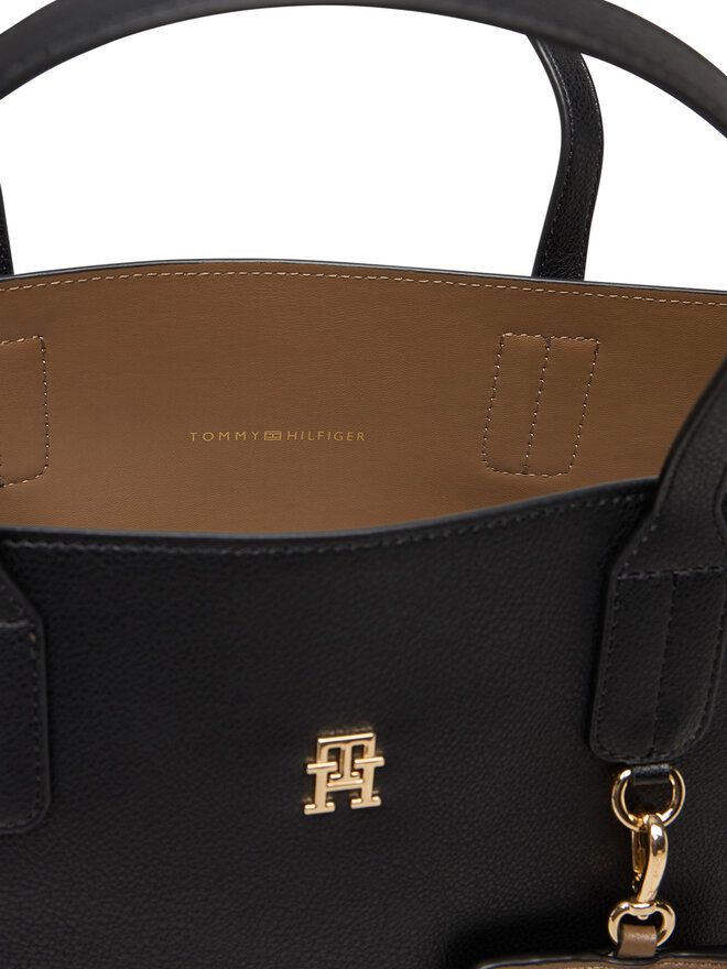 Tommy Hilfiger Handtasche Tommy Hilfiger Th Icon Satchel AW0AW18122 Schwarz