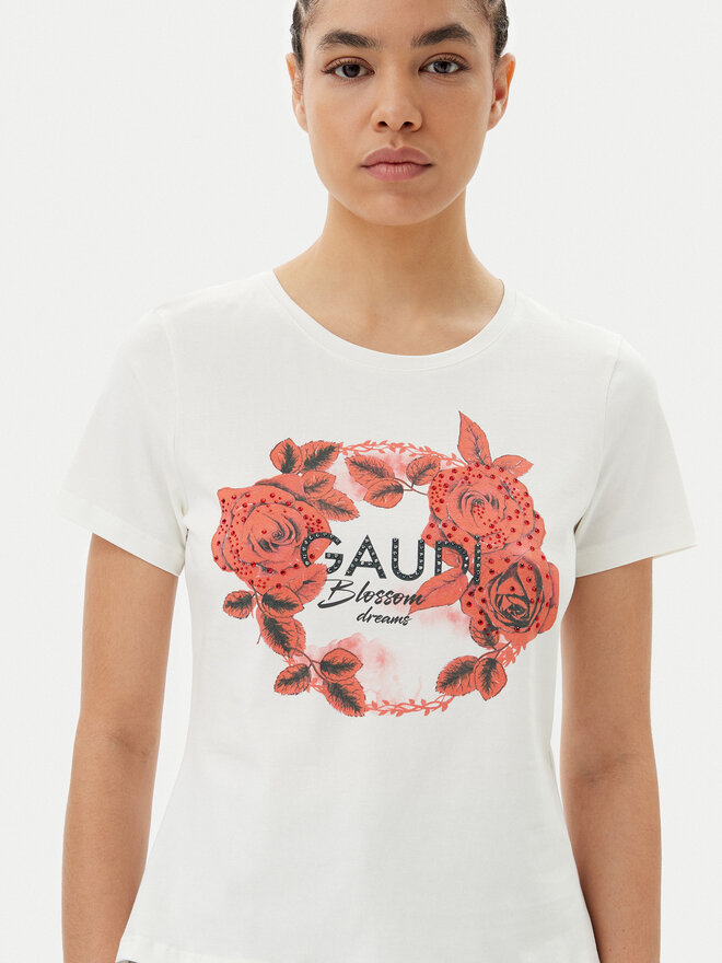 Gaudi Gaudi T-Shirt 511FD64014 Écru Regular Fit