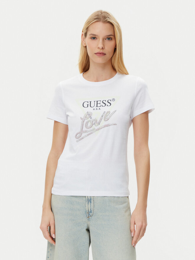 Guess Guess Marškinėliai W5GI05 I3Z14 Balta Regular Fit