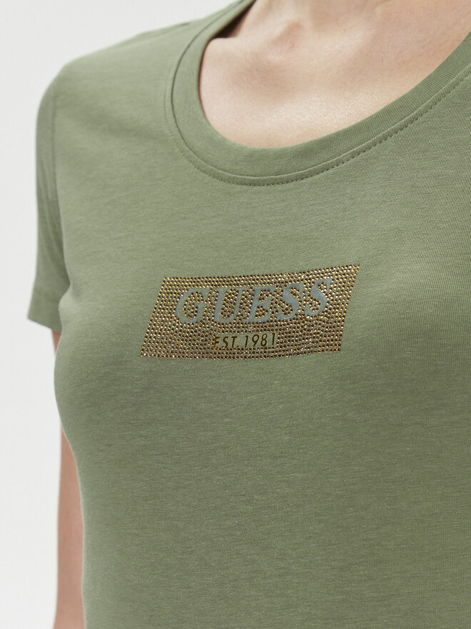 Guess Guess Marškinėliai W4RI33 J1314 Žalia Slim Fit