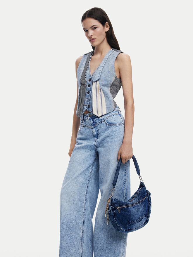 Desigual BAG_HALF ASTANA FANTASY Sac Femme - Effet Cuir Bleu Uni Avec Poches Pratiques