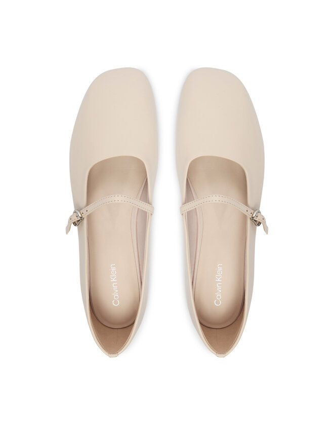 Calvin Klein Ballerinas Calvin Klein Oblique Ballerina Mj Lth Hdw HW0HW02847 Écru