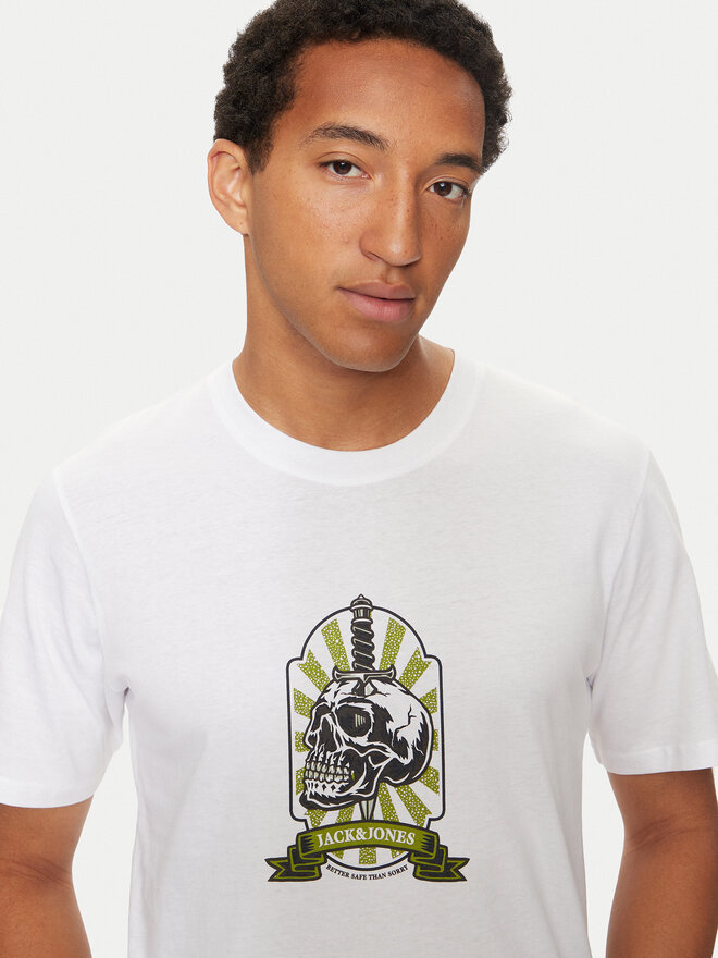 Jack&Jones Jack&Jones Marškinėliai Seven Skull 12262491 Balta Regular Fit