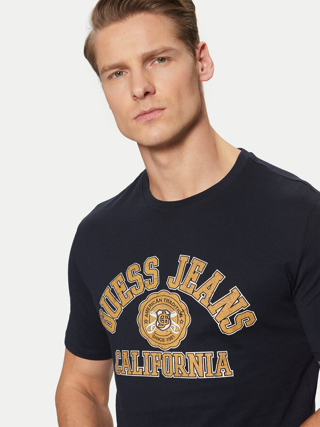 Guess Jeans Guess Jeans Marškinėliai M5RI80 K8HM0 Tamsiai mėlyna Slim Fit