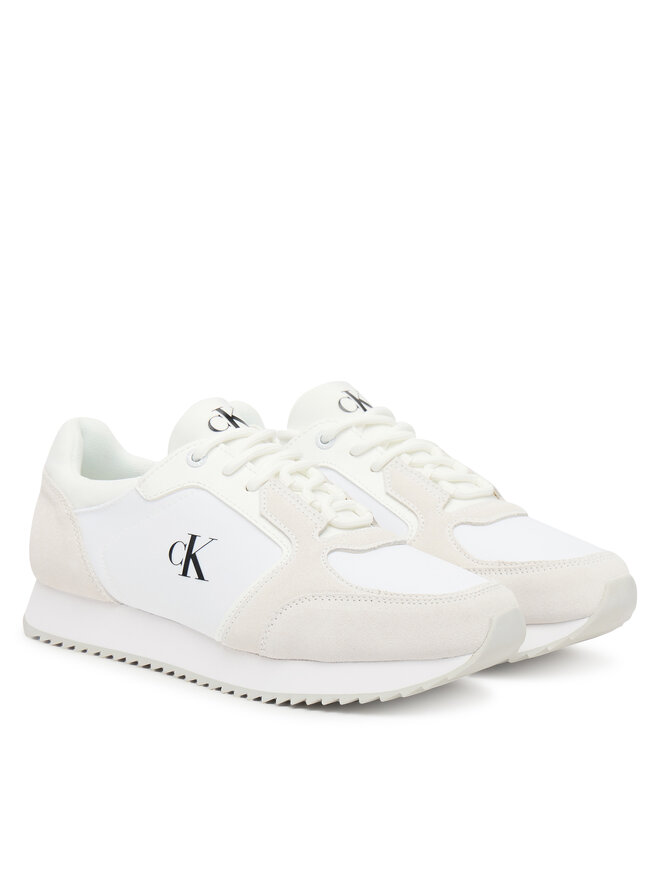 Calvin Klein Jeans Αθλητικά Calvin Klein Jeans Runner Laceup Sock Mg Nylon Mix YW0YW01644 Λευκό