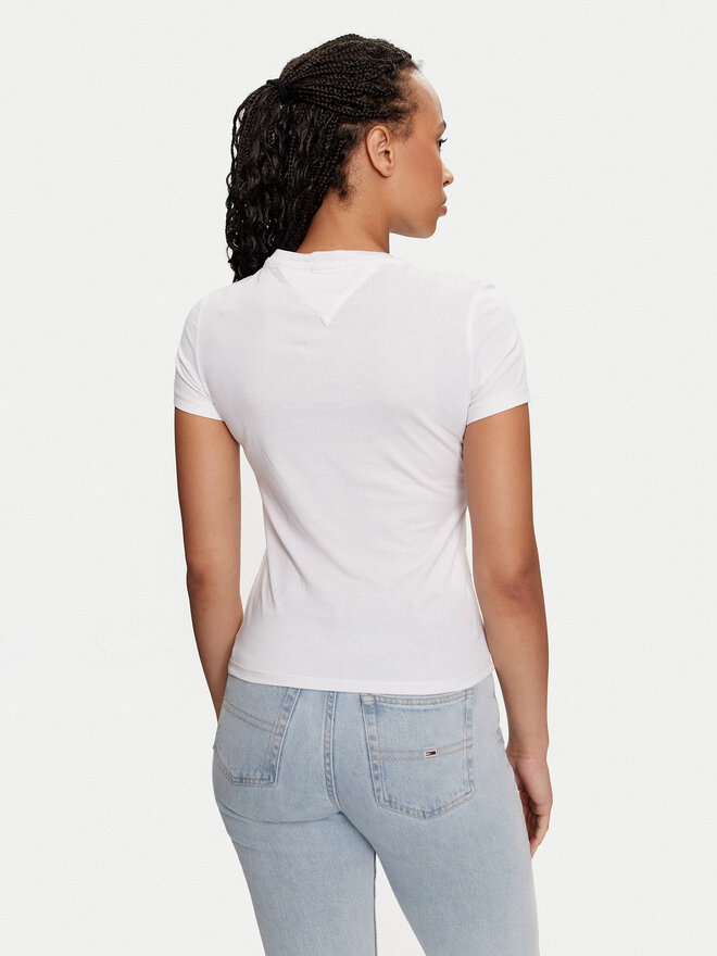 Tommy Jeans Tommy Jeans Marškinėliai Linear DW0DW18398 Balta Slim Fit