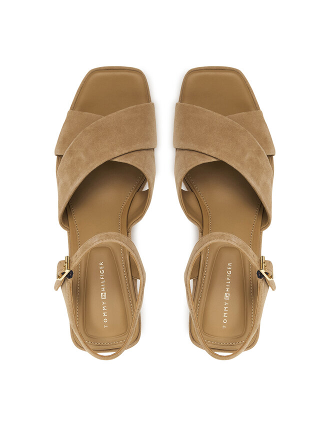 Tommy Hilfiger Sandalen Tommy Hilfiger Suede Wrapped High Wedge FW0FW09218 Braun