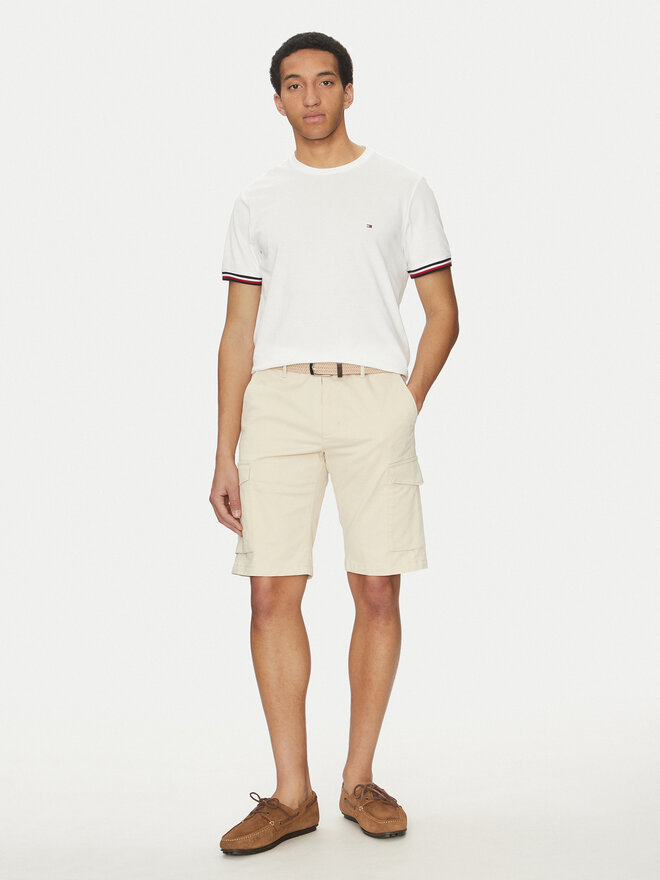 Tommy Hilfiger Tommy Hilfiger Marškinėliai Global Stripe MW0MW38630 Balta Regular Fit
