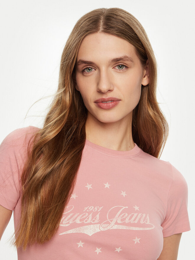 Guess Jeans Guess Jeans Póló W5RI59 J1314 Rózsaszín Regular Fit