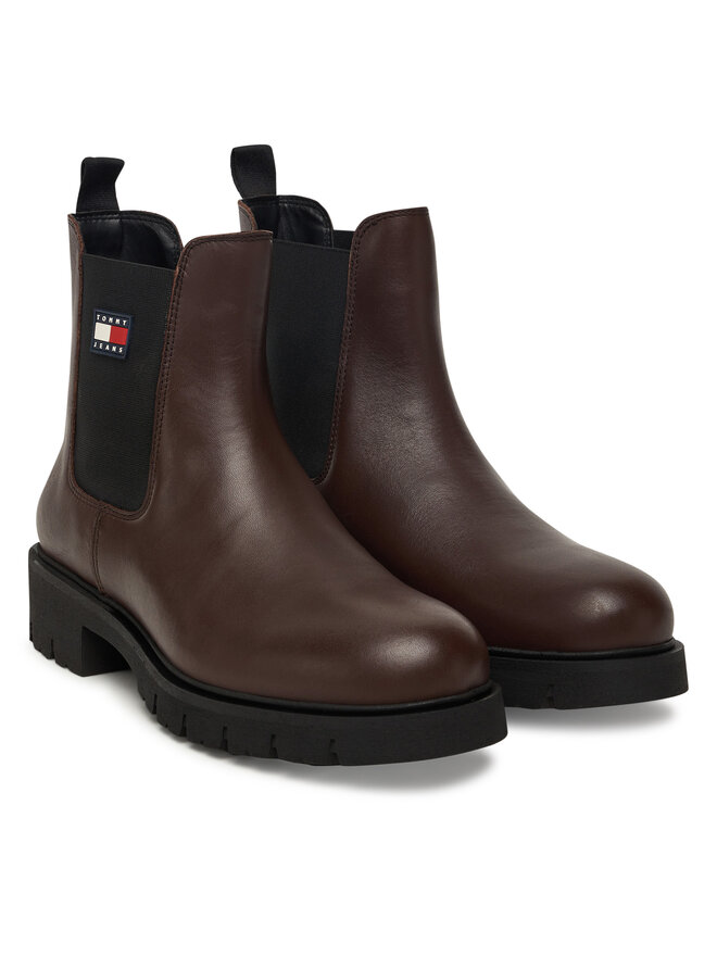 Tommy Jeans Боти тип челси Tommy Jeans Tjw Chelsea Leather Boot EN0EN02825 Кафяв