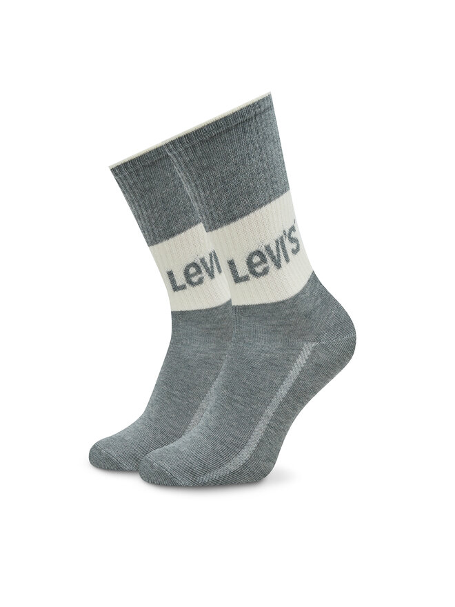 Levi's® Súprava 2 párov vysokých dámskych ponožiek Levi's® 701218215 Sivá