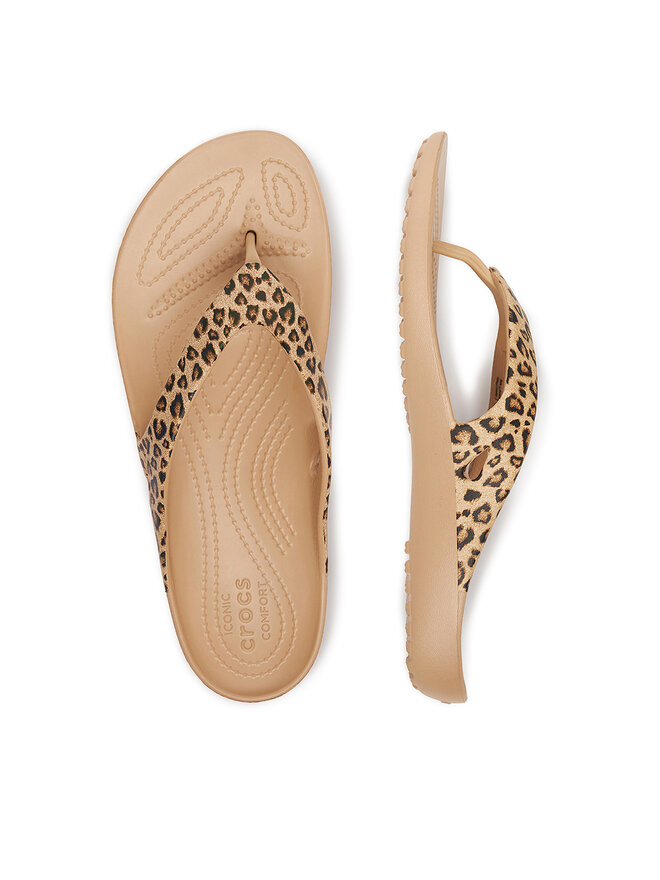 Crocs Σαγιονάρες Crocs KADEE II LEOPARD FLIP W 206398-98R Μπεζ