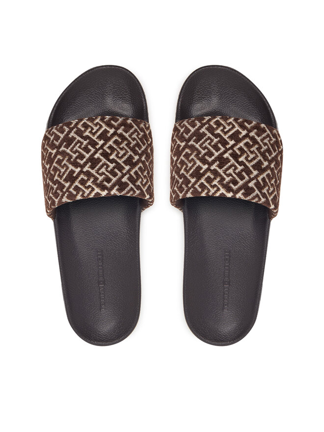 Tommy Hilfiger Pantoletten Tommy Hilfiger Th Monogram Pool Slide FW0FW09611 Braun
