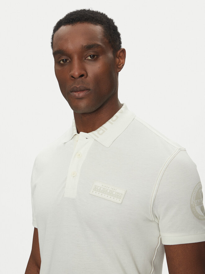 Napapijri Napapijri Polo marškinėliai E-Amundsen NP0A4IN9 Écru Regular Fit