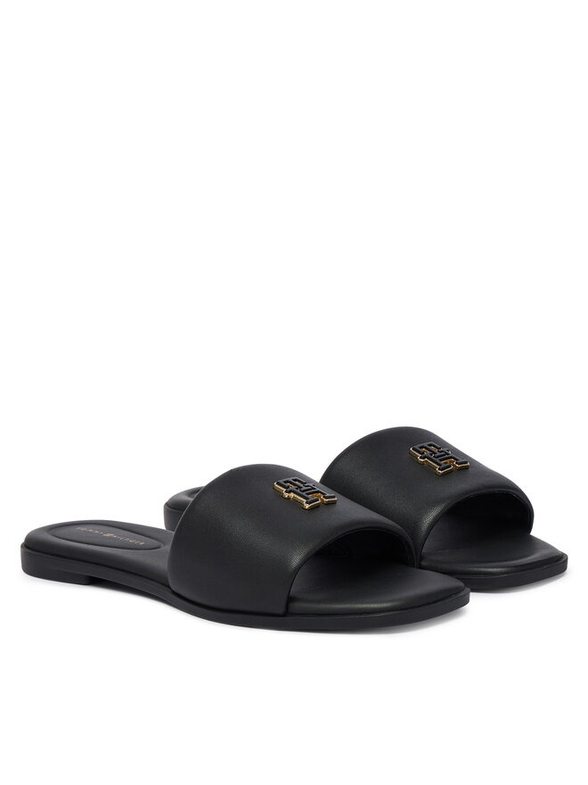 Tommy Hilfiger Pantoletten Tommy Hilfiger Th Logo Hardware Leather Mule FW0FW09292 Schwarz