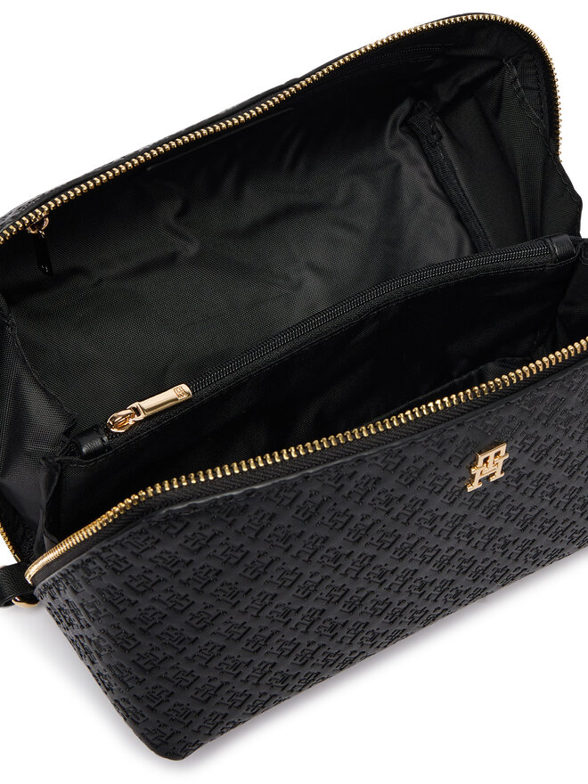 Tommy Hilfiger Kosmetiktasche Tommy Hilfiger Th Icon Double Washbag Mono AW0AW18930 Schwarz