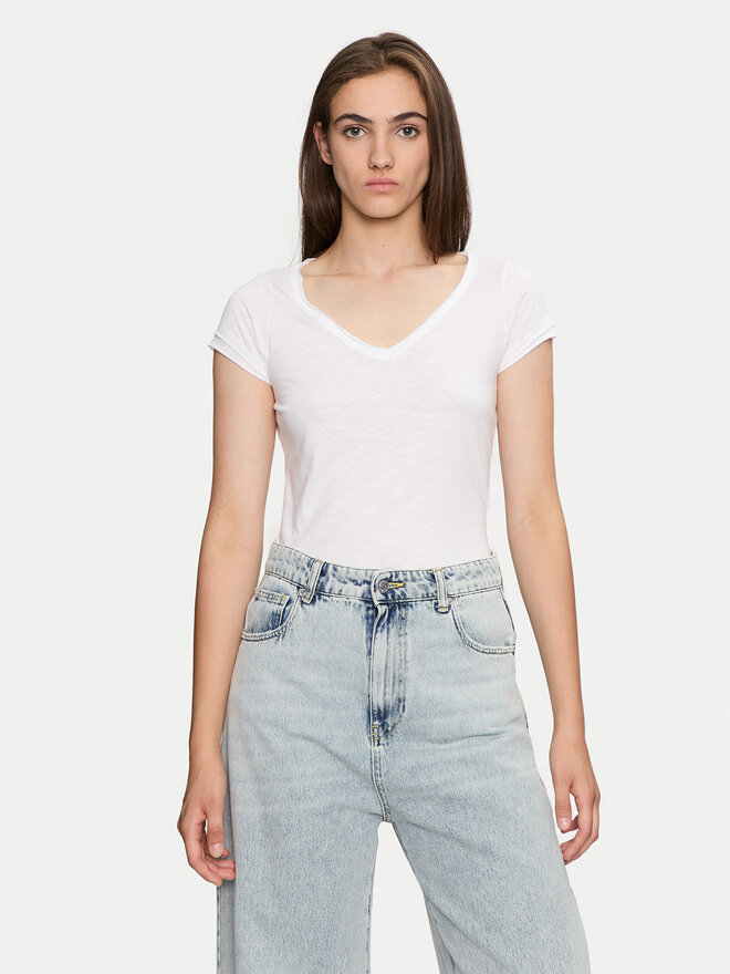 Sisley Sisley Póló 3TNHL4007 Fehér Regular Fit