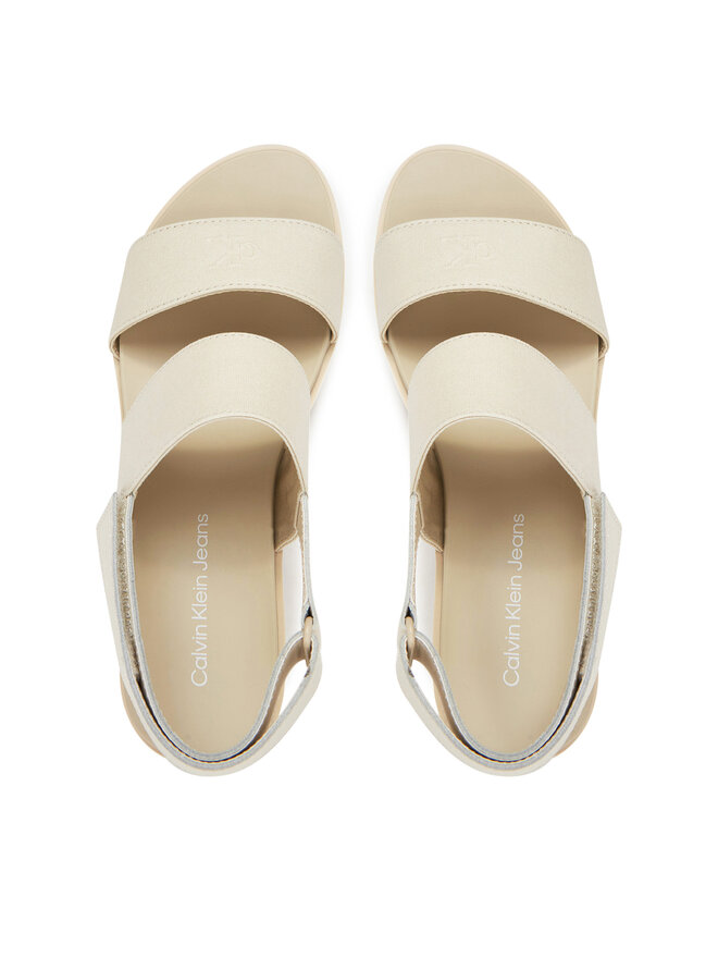 Calvin Klein Jeans Sandały Calvin Klein Jeans Flatform Sandal Sling In YW0YW01788 Écru