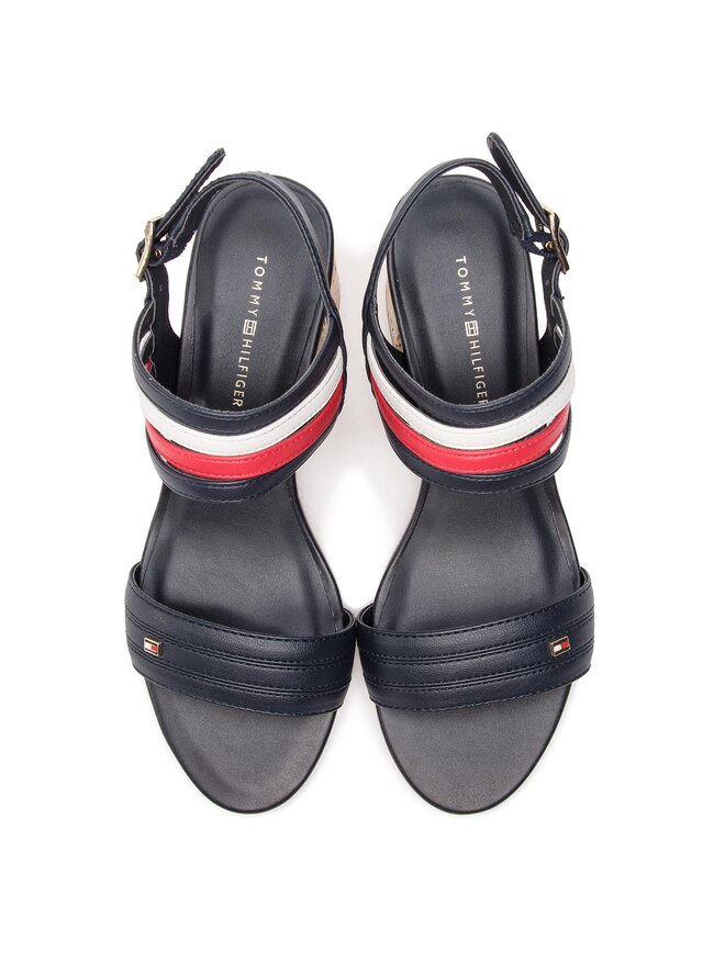 Tommy Hilfiger Szandál Tommy Hilfiger Strappy Mid Heel Sandal FW0FW03671 Sötétkék