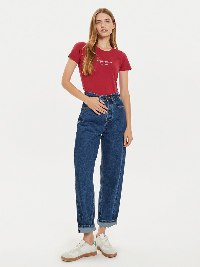 Pepe Jeans Pepe Jeans Póló New Virginia PL505202 Piros Slim Fit
