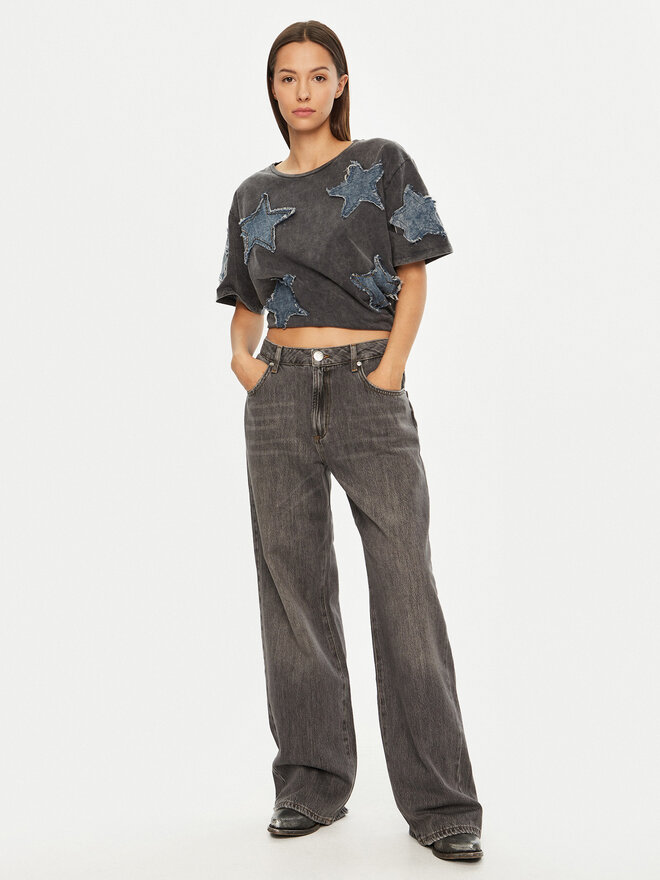 One Teaspoon One Teaspoon T-Shirt Denim Star 26858 Grau Relaxed Fit