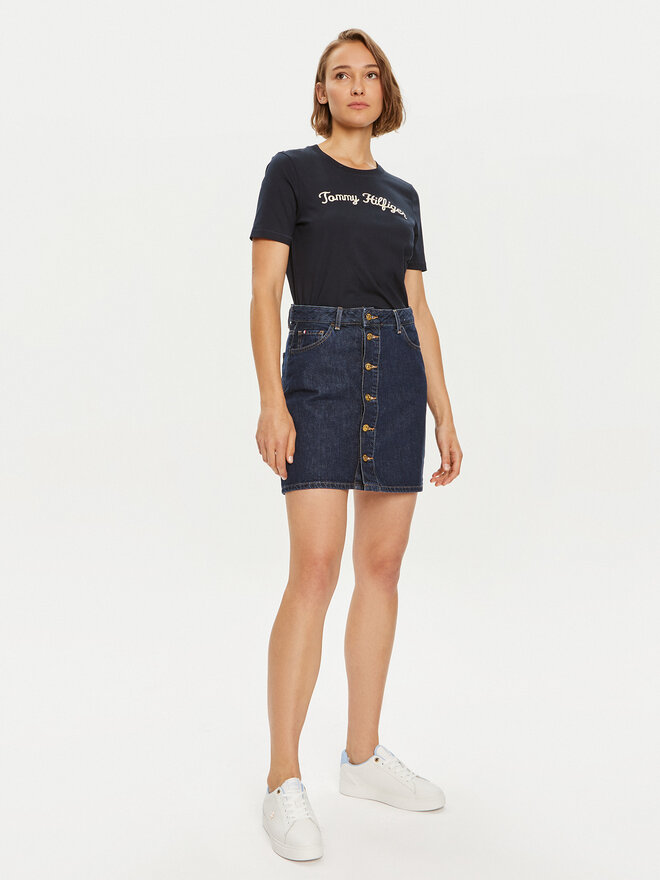 Tommy Hilfiger Tommy Hilfiger T-Shirt Script WW0WW42589 Σκούρο μπλε Regular Fit