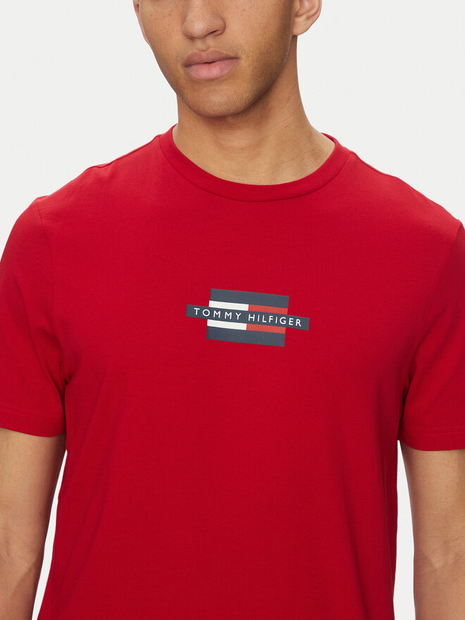 Tommy Hilfiger Tommy Hilfiger Marškinėliai Flag Box MW0MW38636 Raudona Regular Fit