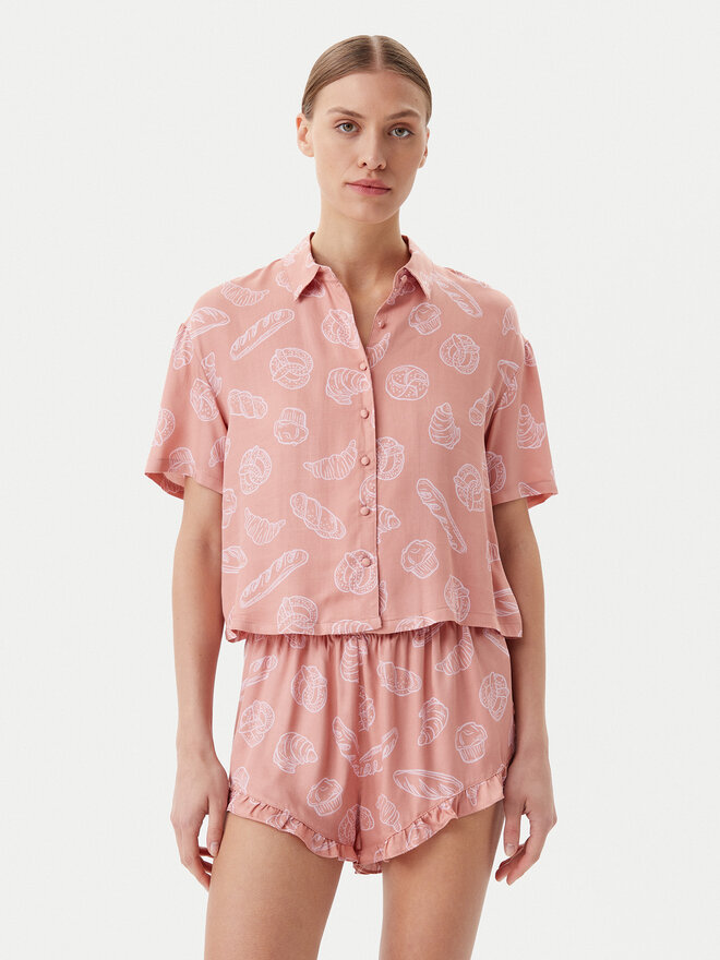 Hunkemöller Hunkemöller Μπλούζα πιτζάμας 301513 Μπεζ Regular Fit