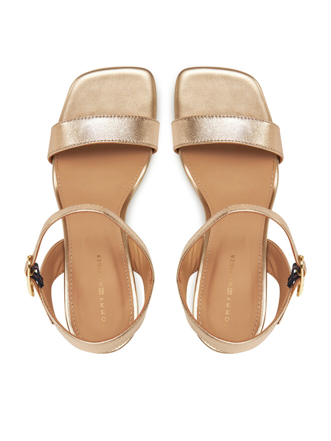 Tommy Hilfiger Sandały Tommy Hilfiger High Heel Golden Leather Sandal FW0FW08674 Złoty